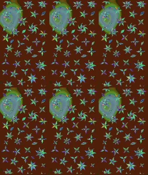 Tekrar eden çiçek arkaplanı, zarif kahverengi çiçek duvar kağıdı. Kahverengi renkler üzerine çiçek desenli çizimler, el yapımı papatyalar, papatyalar..