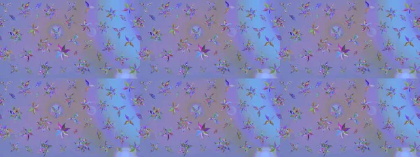 Çiçekli karalama şeklinde Raster çiçek deseni. Mor ve mavi renkte çiçekler. Yumuşak, yaz çiçekli arka plan.