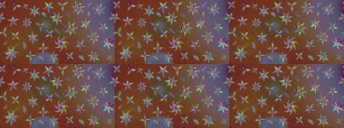 Kahverengi ve nötr çiçekli eskiz deseni, suluboya çiçek deseni, şirin çiçek, duvar kağıdı, kart veya kumaş için fayanslı. Raster - stok.