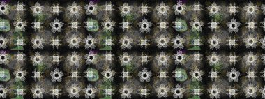 Kar tanelerinin soyut arkaplanlı Noel şablonu. Raster illüstrasyonu. Gri, siyah ve yeşil renkler. Noel ve Yeni Yıl moda baskıları için tatil tasarımı.