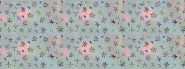 Çiçek desenli eskiz. Gömlek baskısı için çiçek boyası. Gri renkli çiçekler.