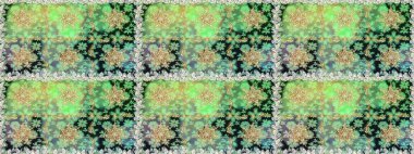 Klasik klasik klasik arka plan. Geleneksel oryantasyon süsü. Altın elementlerle yeşil renklerde altın desen. Kusursuz klasik raster altın desenli.