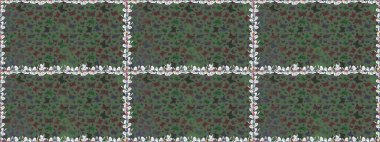 Yeşil ve gri renkli bir resim. Raster illüstrasyonu. Klasik tarzda hem de. Elin kusursuz deseni suluboya dokusuyla çizilmiş kelebekler..