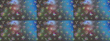 Raster çiçek desenli çiçek deseni, yapraklar, dekoratif elementler, sıçrama, lekeler, el çizimi kontur çizgileri ve Doodle çizim stili, grafik raster çizim çizimi.