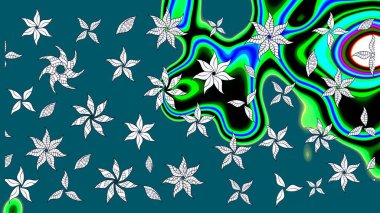 Düz Çiçek Elementleri Tasarımı. Mavi renkli çiçekler. Sevimli çiçek raster deseni. Renkli Bahar Teması çizim şablonu.