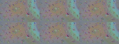 Elle çizilmiş çiçek desenli Raster çizimi. Tekstil, kumaş, ambalaj, hatıra defteri için hoş bir çiçek arkaplanı. Çocuksu tasarım. Gri ve bej arkaplanda.