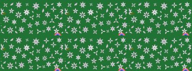 Kumaş desenli papatya çiçeği detayı. Yeşil renkte çiçekler.