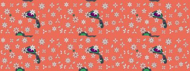 Çiçek desenli çizim. Raster illüstrasyonu. Asya tekstil tarzında. Turuncu renkli çiçekler. Raster illüstrasyonu.