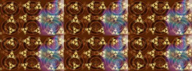 Soyut etnik raster çizim kalıbı. Arkaplan dokusu, duvar kağıdı, çiçek teması kahverengi, sarı ve mor renkler. Kabile sanatı boho baskısı, klasik çiçek arkaplanı.