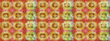 Turuncu renkli çiçekli çiçek deseni çiz. Çiçekler suluboya tarzında turuncu renkte.