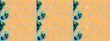 Raster deseni. Bahar çiçekleriyle desen dalla, bej renklerle çiçek siluetiyle.