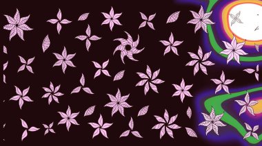 Düz Çiçek Elementleri Tasarımı. Renkli Bahar Teması eskiz kalıbı. Süslü kumaş deseni. Raster illüstrasyonunda çiçek deseni çizimi.