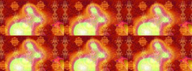 Renkli Yaz Temalı eskiz kalıbı. Kırmızı, turuncu ve sarı renkte çiçekler. Raster illüstrasyonundaki çiçek desenli çizim. Düz Çiçek Elementleri Tasarımı.