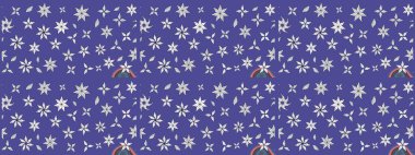 Raster illüstrasyonundaki çiçek desenli çizim. Suluboya tarzında mor renkte çiçekler.