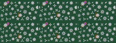 Çizim çiçek deseni duvar kâğıdı olarak kullanılabilir. Raster illüstrasyonu. Yeşil renkte çiçekler.