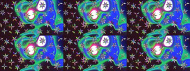 Tomurcukları çiçek olan sevimli bir çiçek deseni. Eskiz geçmişi. Raster illüstrasyonu. Kumaş, tekstil, duvar kağıdı baskısı için. Eski usul. Raster..