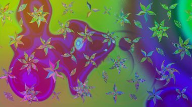 Güzel kumaş deseni. Raster illüstrasyonu. El çizimi. Çiçekler, dallar, otlar ve çiçekler.