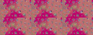 Raster düz çiçek çizim deseni. Pembe ve morumsu renkte çiçekler. Tasarım hediye paketi, tebrik kartları, posterler ve afiş tasarımı.