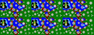 Yeşil renkli çiçekler. Raster illüstrasyonu. Çizim çiçek deseni duvar kağıdı için kullanılabilir.