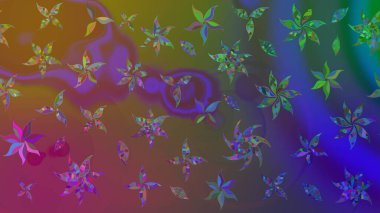 Kahverengi renkli Asya tekstili. Raster illüstrasyonu. Çiçek desenini çiz.