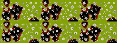 Hediye ambalaj kağıdı, tebrik kartları, posterler ve pankart tasarımı. Yeşil renkli çiçekler. Raster düz çiçek çizim deseni.