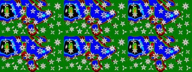 Yeşil renkli çiçekler. Raster illüstrasyonu. Çizim çiçek deseni duvar kağıdı için kullanılabilir.