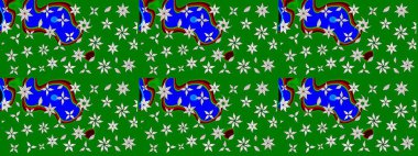 Yeşil renkli çiçekler. Raster illüstrasyonu. Küçük çiçekte sevimli çiçek deseni var..