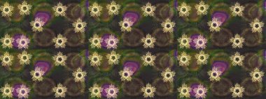 Kar taneleri radyal yeşil, kahverengi ve gri renktedir. Renkli arka planda güzel kar taneleri. Raster illüstrasyonu..