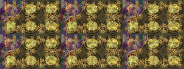 Yuvarlak raster kar tanesi. Renkli arka planda izole tatlı kar taneleri. Soyut kış kahverengisi, yeşil ve sarı süs. Güzel kar tanesi. Raster illüstrasyonu.