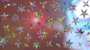 Raster illüstrasyonu. Kahverengi renklerde bahar çiçekleri. Yaprak ve çiçeklerin suluboya resmi, kahverengi renklerdeki çizim deseni.