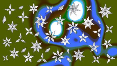 Moda baskıları için zarif bir şablon. Parlak renkli çiçekli ve yeşil yapraklı harika bir çiçek deseni. Halk tarzı. Modern çiçek arkaplanı.