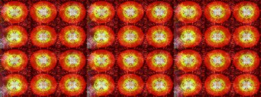 Raster illüstrasyonu. Kırmızı, turuncu ve kahverengi kar tanelerinden izole edilmiş. Güzel bir kış süsü. Kar taneleri koleksiyonu.