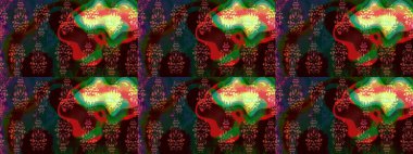 Kahverengi renklere karalama yapan çiçek desenli çizim. Raster illüstrasyonu.