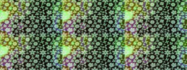 Yeşil renkli çiçekler. Kumaş desenli papatya çiçekleri ayrıntıları.