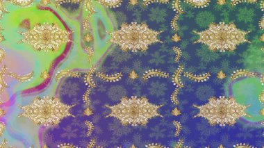 Tarafsız yerine altın rengi barok çiçekli eskiz deseni. Süslü raster dekorasyonu. Lüks, kraliyet ve Viktorya dönemi konsepti. Tarafsız renklerde altın element.