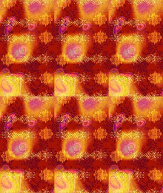 Noel stili. Raster illüstrasyonu. Kırmızı, turuncu ve sarı renkte kar taneleri.