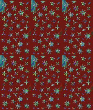 Kırmızı renkte çiçekler. Raster illüstrasyonu. Küçük çiçekte sevimli çiçek deseni var..