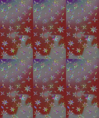 Kahverengi renklere karalama yapan çiçek desenli çizim. Raster illüstrasyonu.