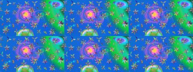 Raster illüstrasyonundaki çiçek desenli çizim. Güzel kumaş deseni. Renkli Bahar Teması eskiz kalıbı. Düz Çiçek Elementleri Tasarımı.