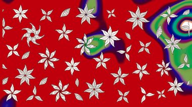 Düz Çiçek Elementleri Tasarımı. Çiçekli eskiz çizimi. Renkli Yaz Temalı eskiz kalıbı. Kırmızı renkte çiçekler.