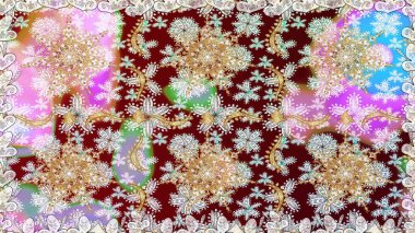 Barok tarzında altın çiçekli süs. Damask pürüzsüz yineleme kalıbı. Antika altın tekrarlanabilir duvar kağıdı. Tarafsız renklerde altın element.