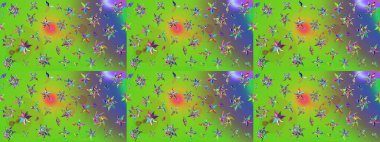 Renkli çizim kalıbı. Çiçek arkaplan. Çiçek duvar kâğıdı. Raster illüstrasyonu. Yeşil renklerde şirin tekstil.