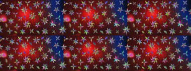 Şirin çiçek elementleri. Raster illüstrasyonu. Taslak desenli, modaya uygun kumaş deseni. Renkli Bahar Teması eskiz kalıbı. Düz Çiçek Elementleri Tasarımı.