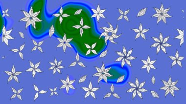 Modern, mavi raster arka plan duvar kağıdı çizimi, klasik çizgili desenli desenli çiçekler, çiçekli süsler. Çiçekli el çizimi çizimi deseni.