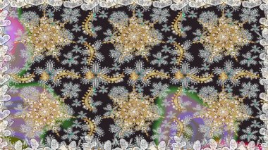 Barok tarzında kusursuz bir doğulu süsü. Raster geleneksel altın pürüzsüz desen gri renklerde.