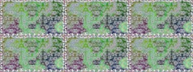 El çizimi. Güzel kumaş deseni. Raster illüstrasyonu. Çiçekler, dallar, otlar ve çiçekler.