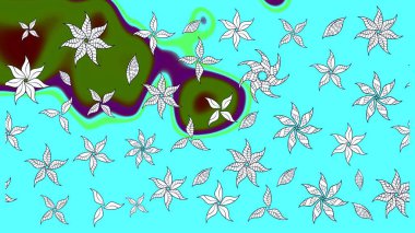 Düz Çiçek Elementleri Tasarımı. Asya tekstil tarzında. Raster illüstrasyonu. Renkli Bahar Teması eskiz kalıbı. Güzel kumaş deseni. Çiçek desenini çiz.