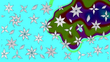 Raster deseni. Karalama çiçekleri çizim kalıbı. Mavi el çizimi desen. Sanat çiçeklere ilham verir ve arka plan bırakır.