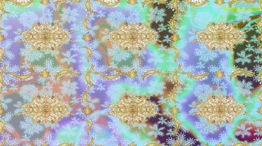 Damask eskiz süsü. Geleneksel raster ve altın desen. Nötr renkler üzerinde klasik oryantal desen.