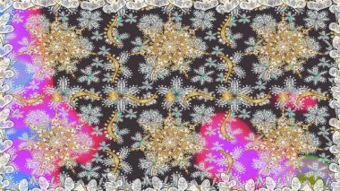 Geleneksel oryantasyon süsü. Kusursuz klasik raster grisi ve altın desenli. Klasik vintage arkaplan.